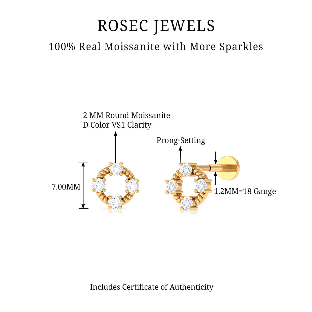 Moissanite Gold Twisted Rope Circle Earring