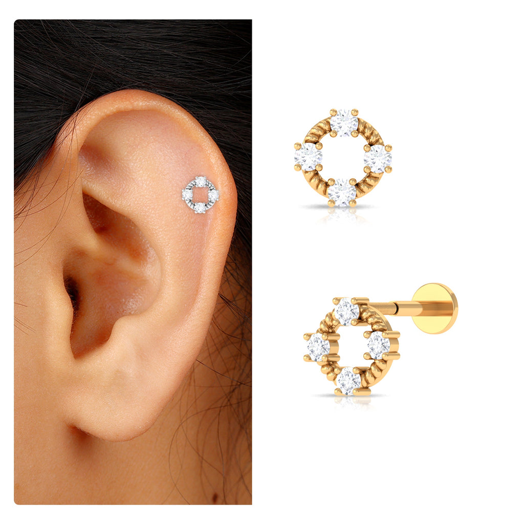 Moissanite Gold Twisted Rope Circle Earring