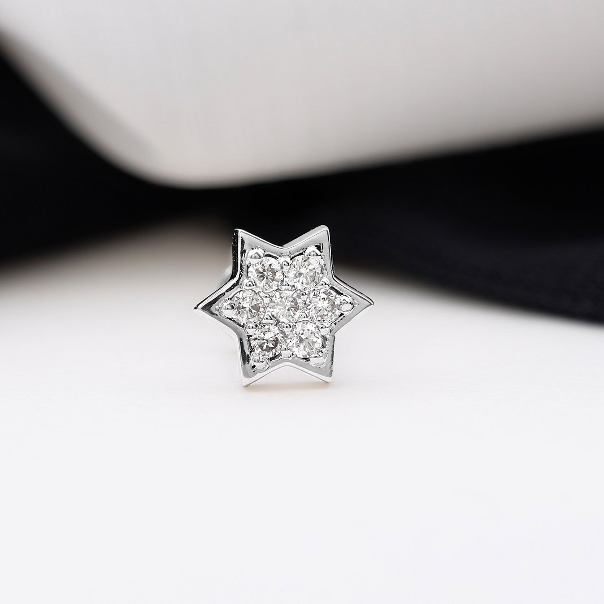 Round Moissanite Star Earring for Cartilage Piercing