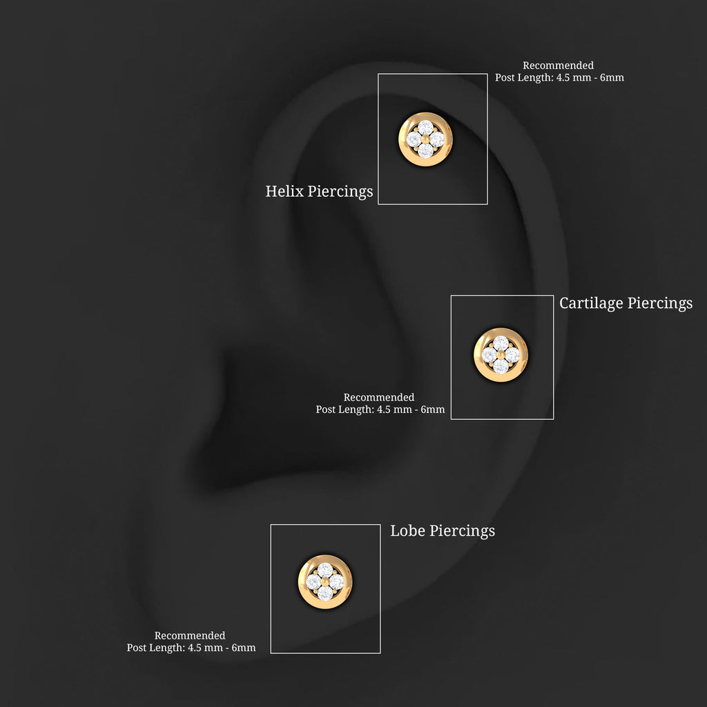 Moissanite Circle Second Hole Earring in Gold