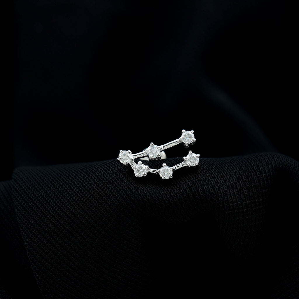 Certified Moissanite Capricorn Zodiac Ear Crawler Earring