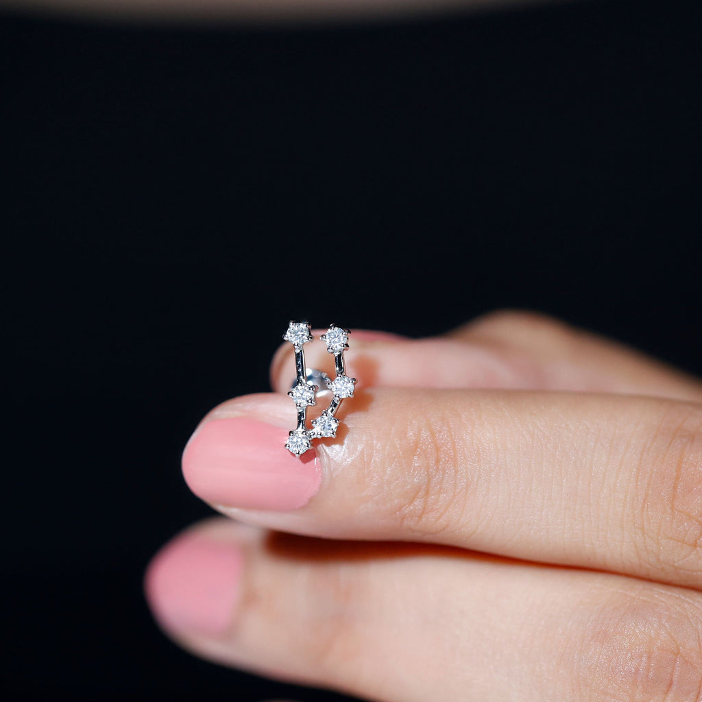 Certified Moissanite Capricorn Zodiac Ear Crawler Earring