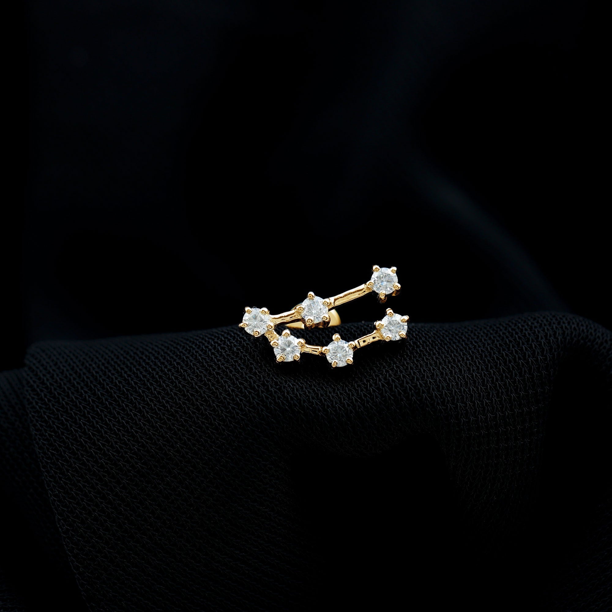 Certified Moissanite Capricorn Zodiac Ear Crawler Earring