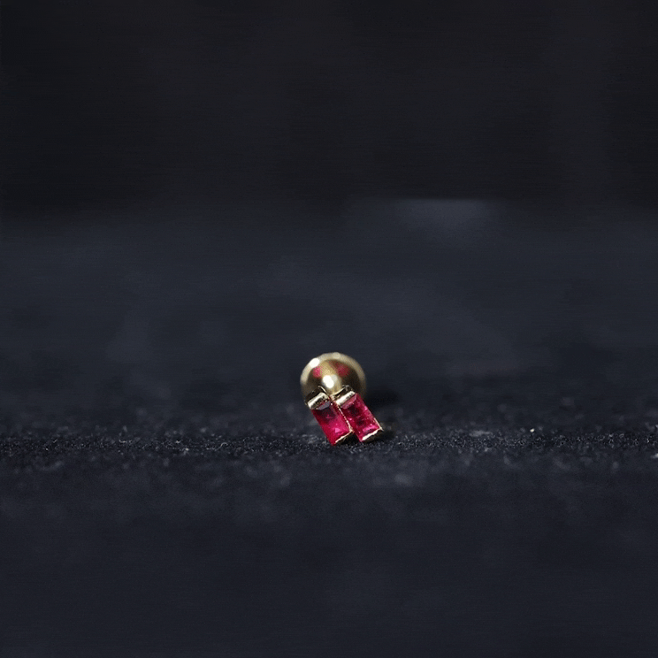 Baguette Ruby Two Stone Nose Pin