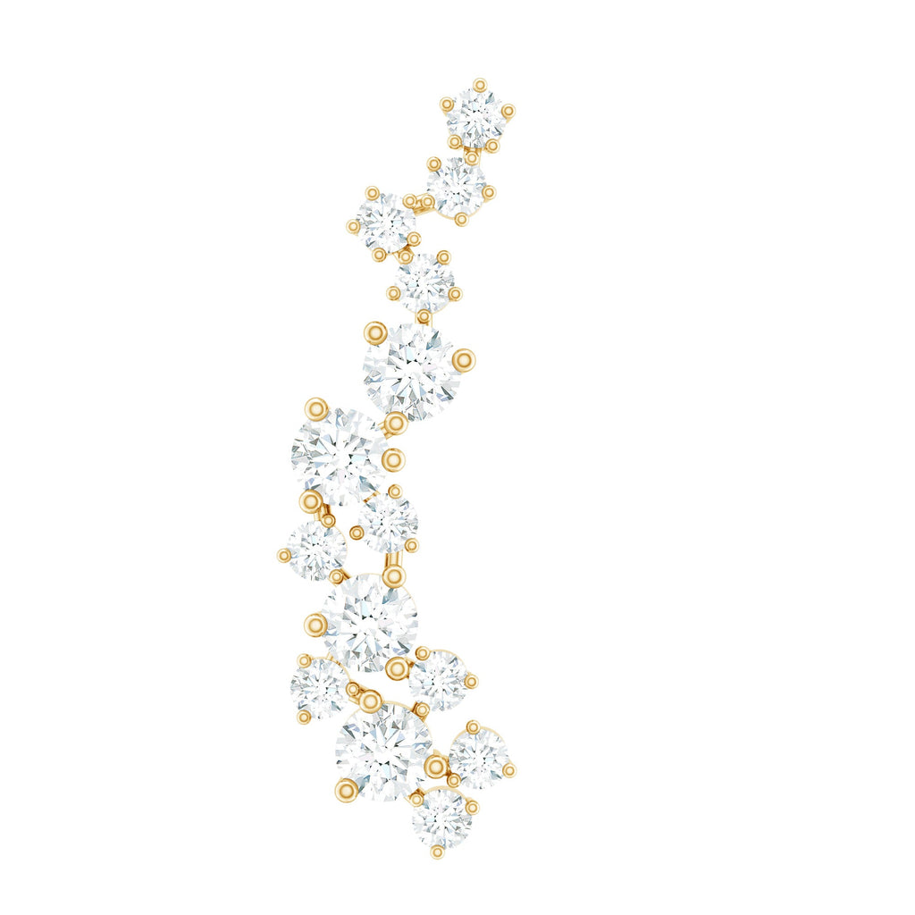 Certified Moissanite Cluster Crawler Earring For Her