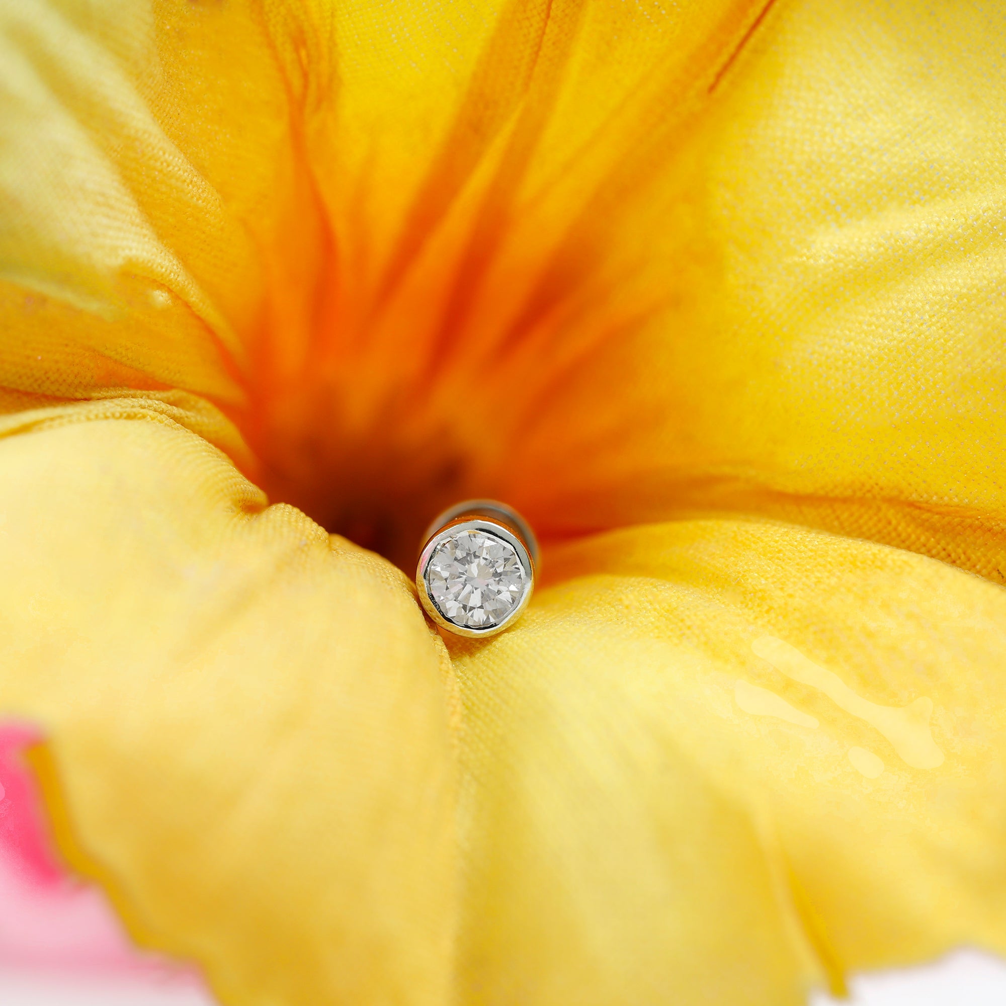 Dainty Moissanite Conch Cartilage Earring in Bezel Setting