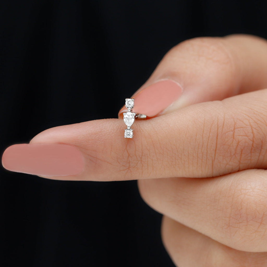 Certified Moissanite 3 Stone Tragus Earring