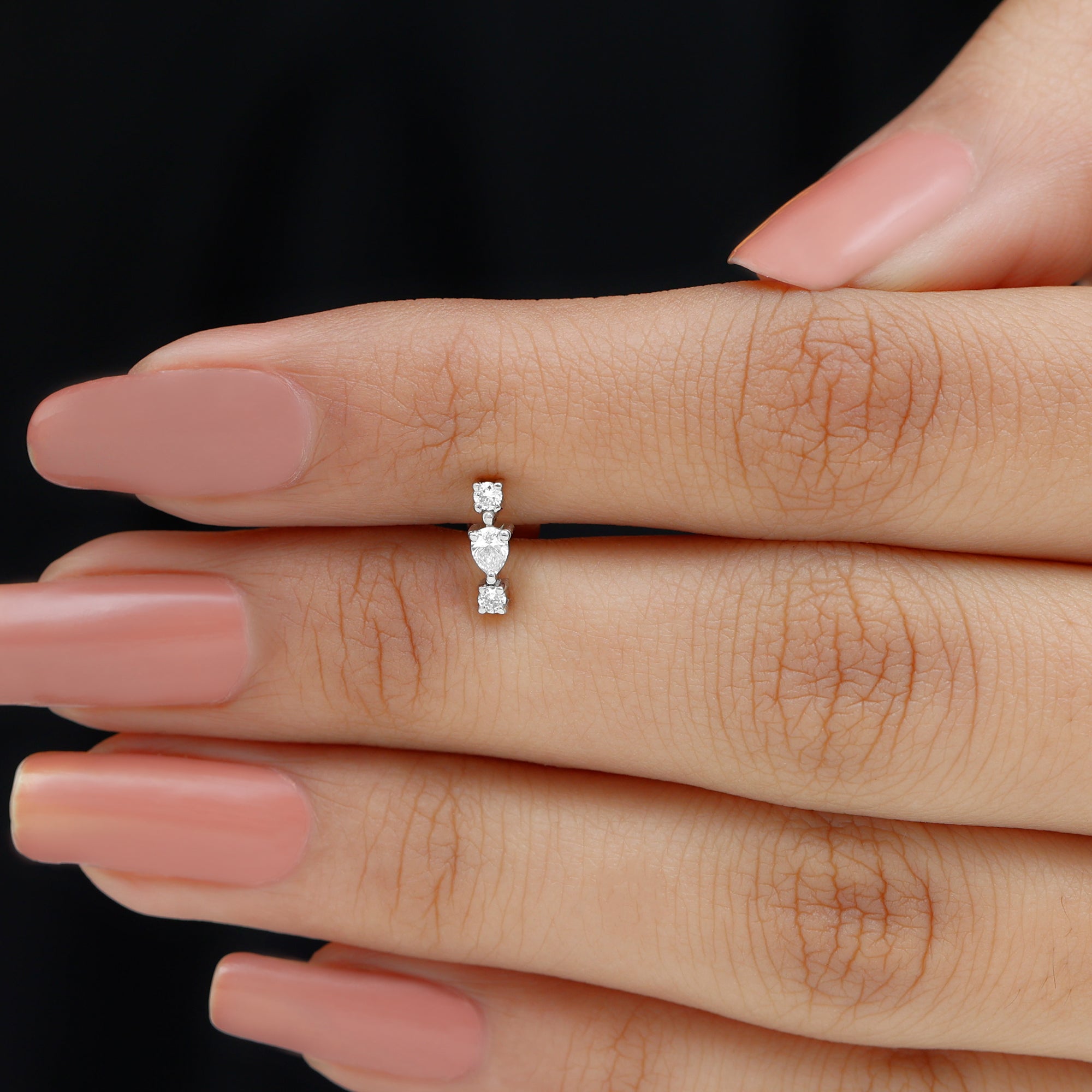 Certified Moissanite 3 Stone Tragus Earring