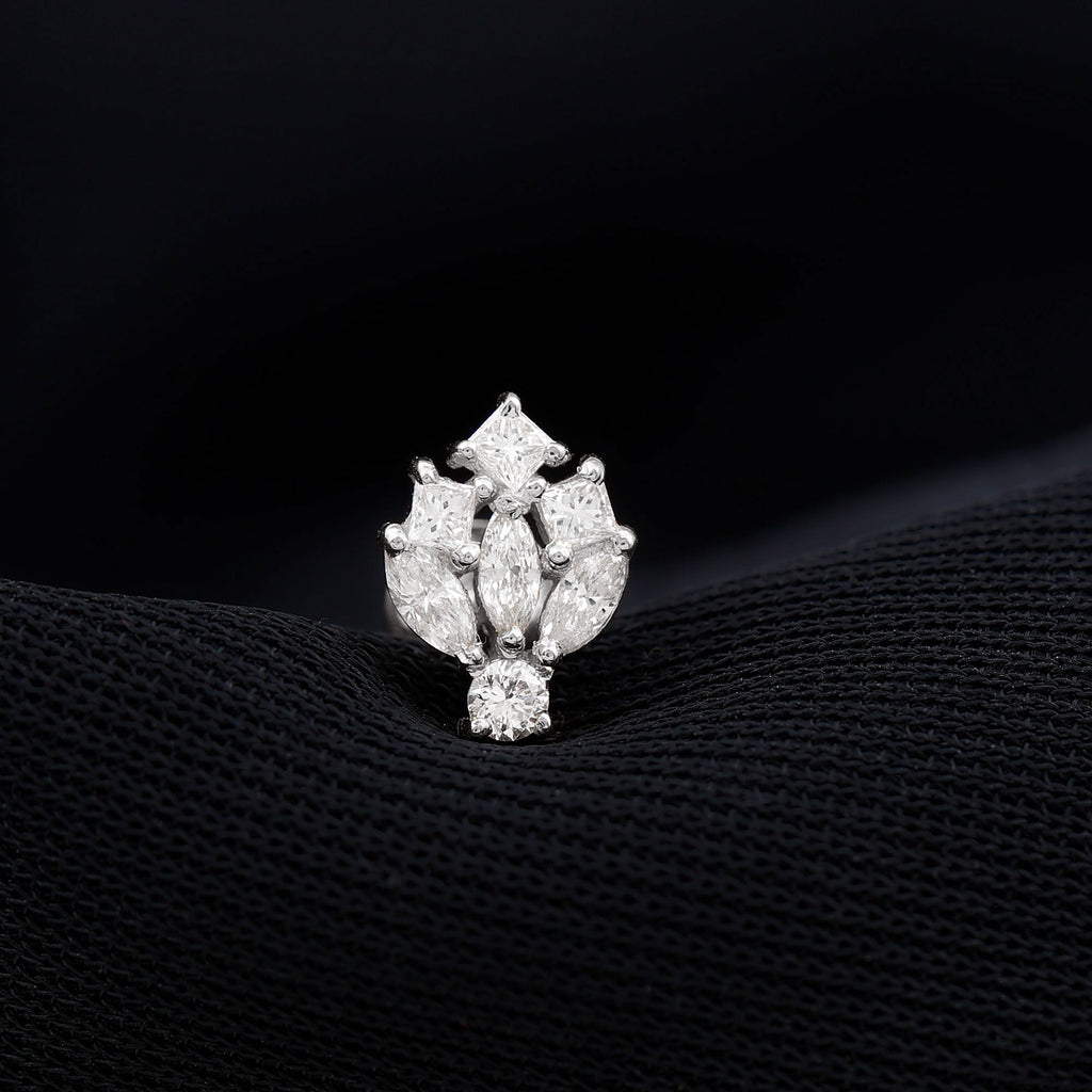 Moissanite Cluster Earring for Upper Lobe Piercing