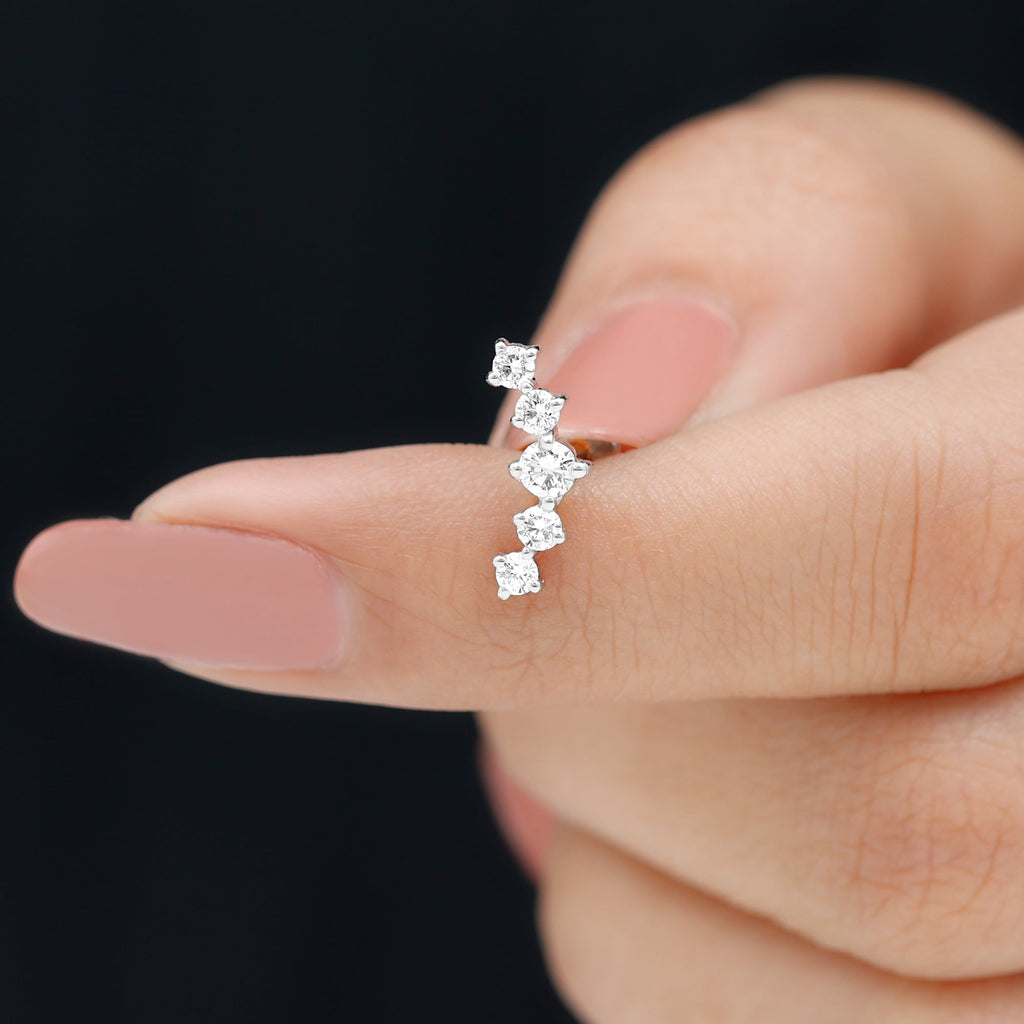 Certified Moissanite Curved Crawler Earring with Flat Back