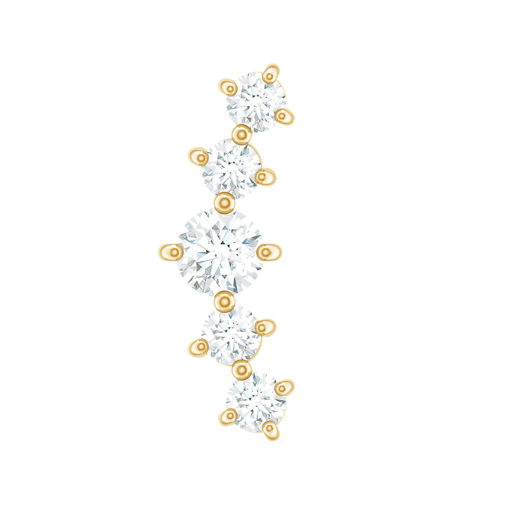 Certified Moissanite Curved Crawler Earring with Flat Back