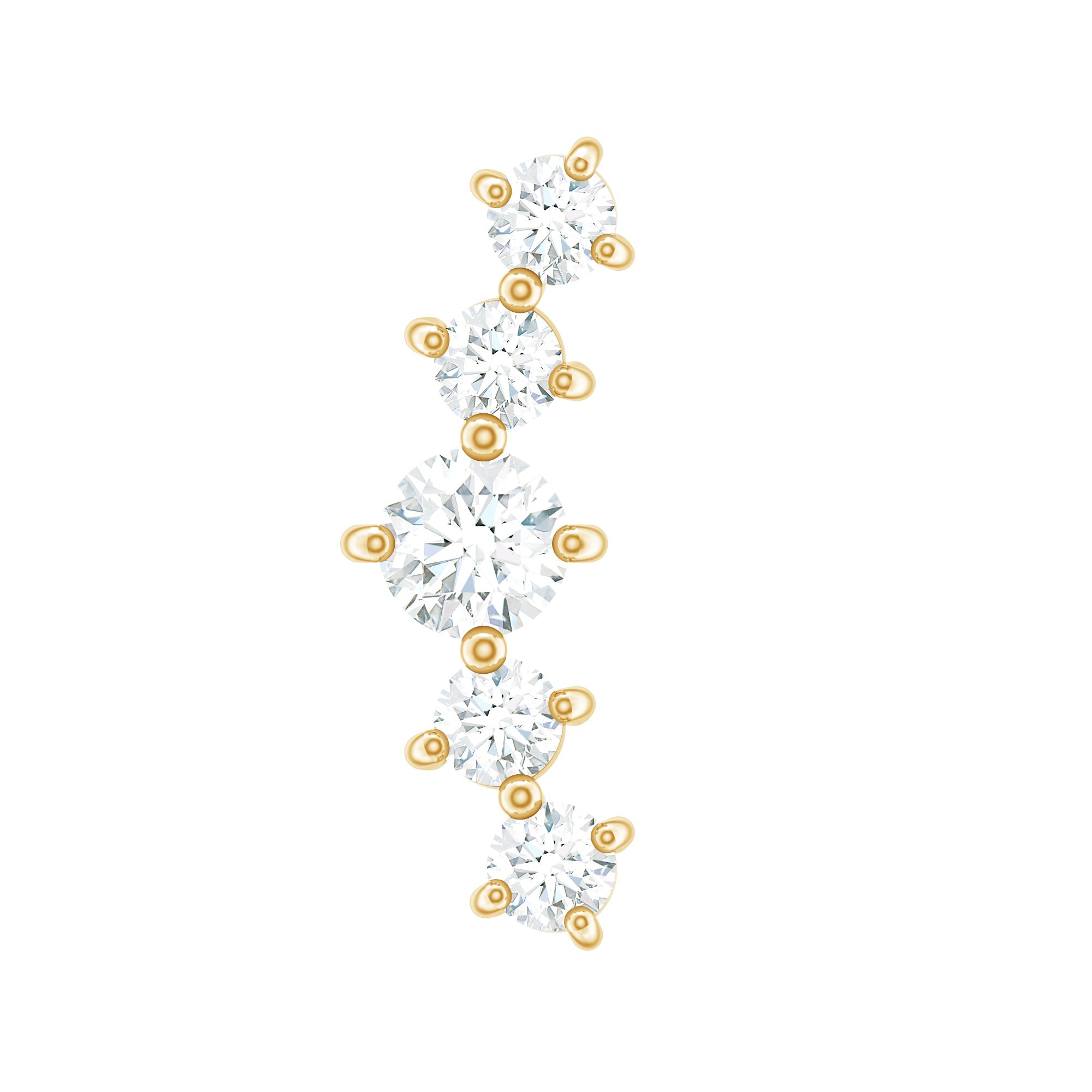 Certified Moissanite Curved Crawler Earring with Flat Back