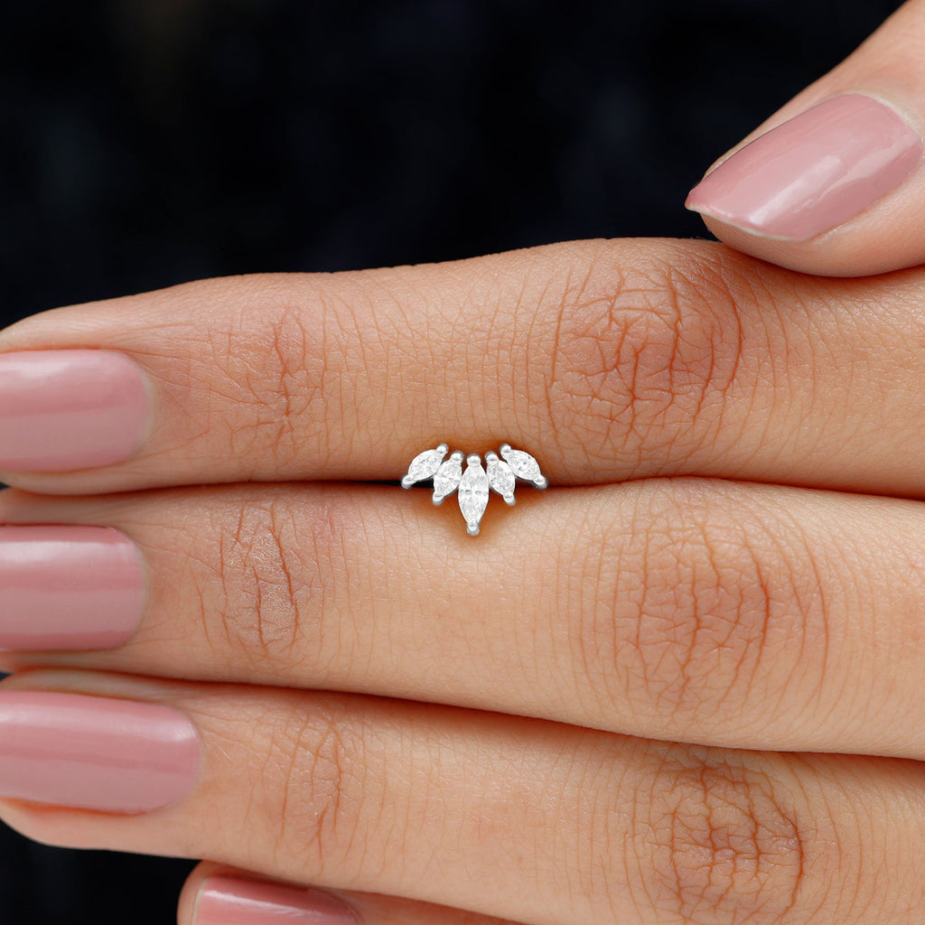 Marquise Moissanite Leaf Ear Crawler Earring