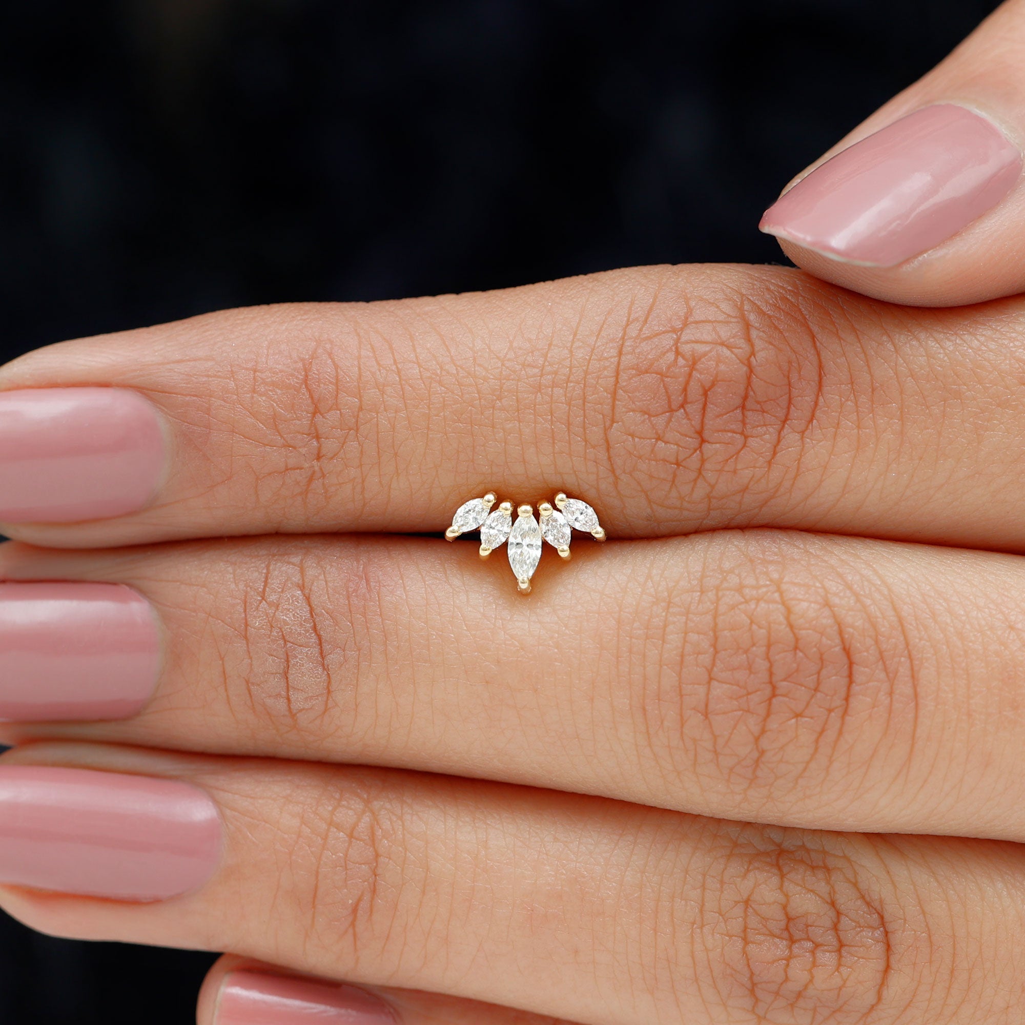 Marquise Moissanite Leaf Ear Crawler Earring