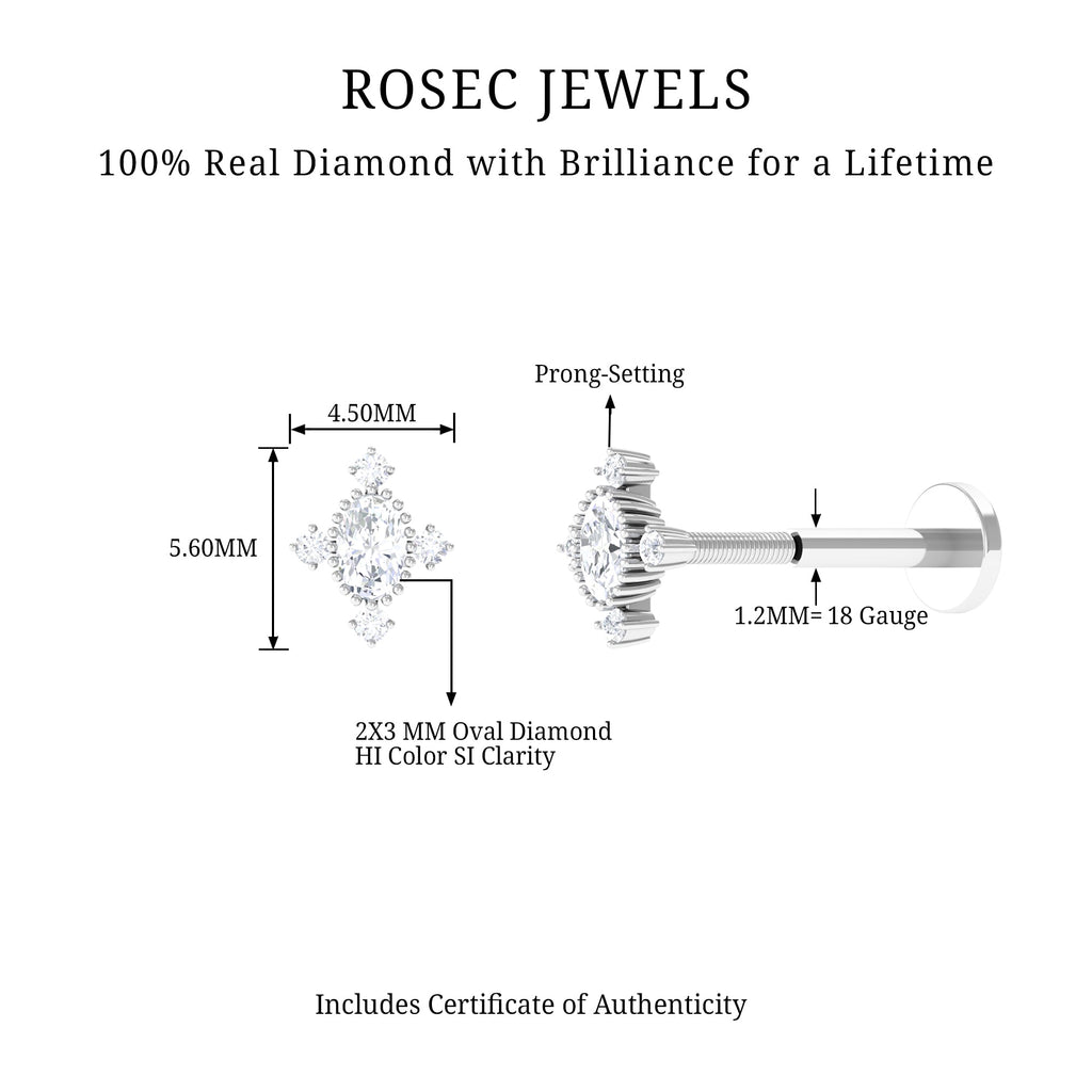 Vintage Inspired Oval Diamond Cartilage Earring
