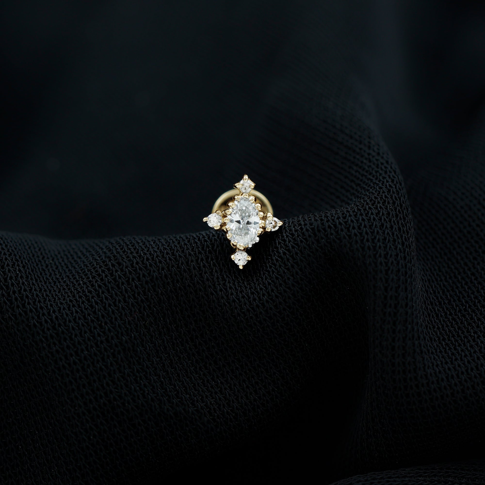 Vintage Inspired Oval Diamond Cartilage Earring