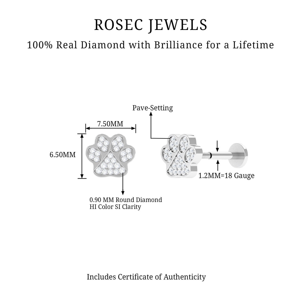 Certified Diamond Paw Cartilage Earring