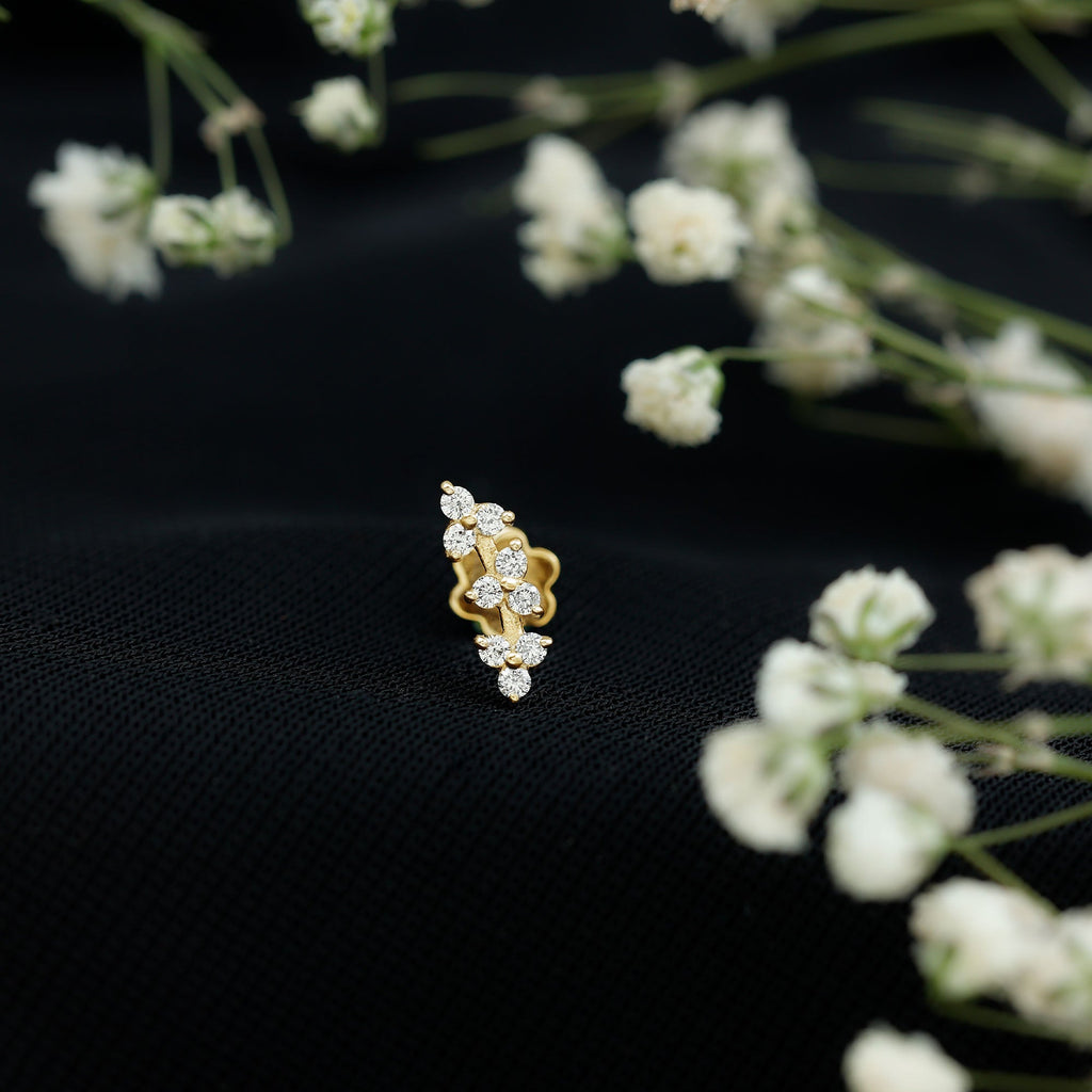 Simple Diamond Curved Helix Earring with Flat Back