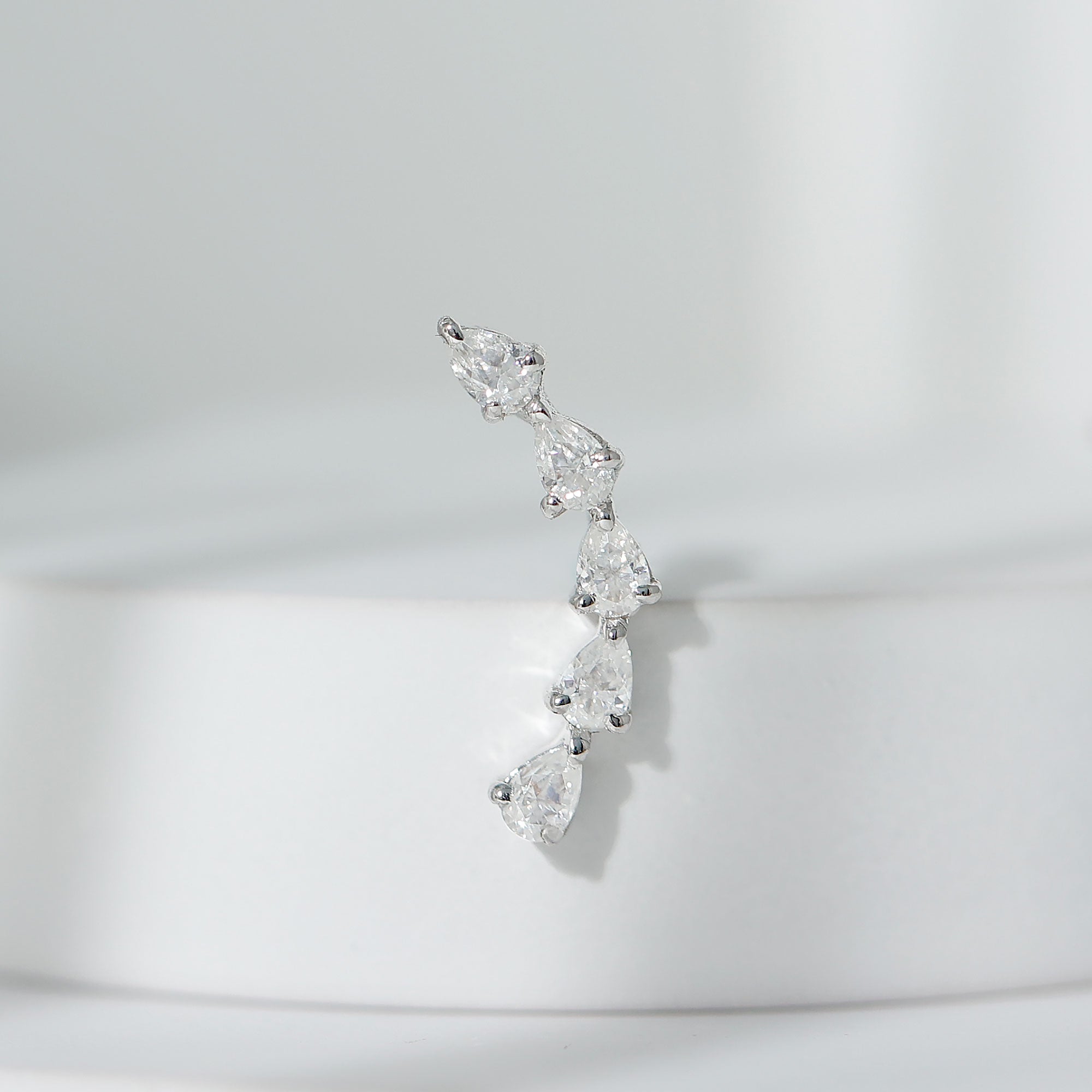Pear Shape Diamond Crawler Earring for Cartilage Piercing
