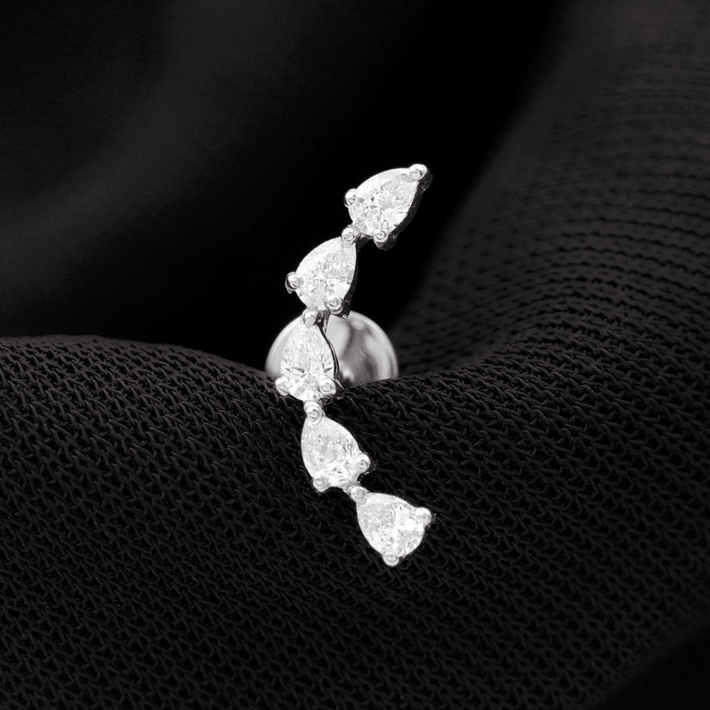 Pear Shape Diamond Crawler Earring for Cartilage Piercing