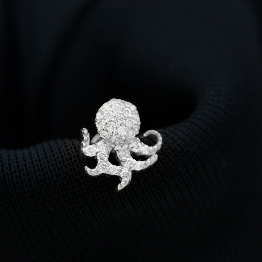 Diamond Octopus Earring with Flat Back