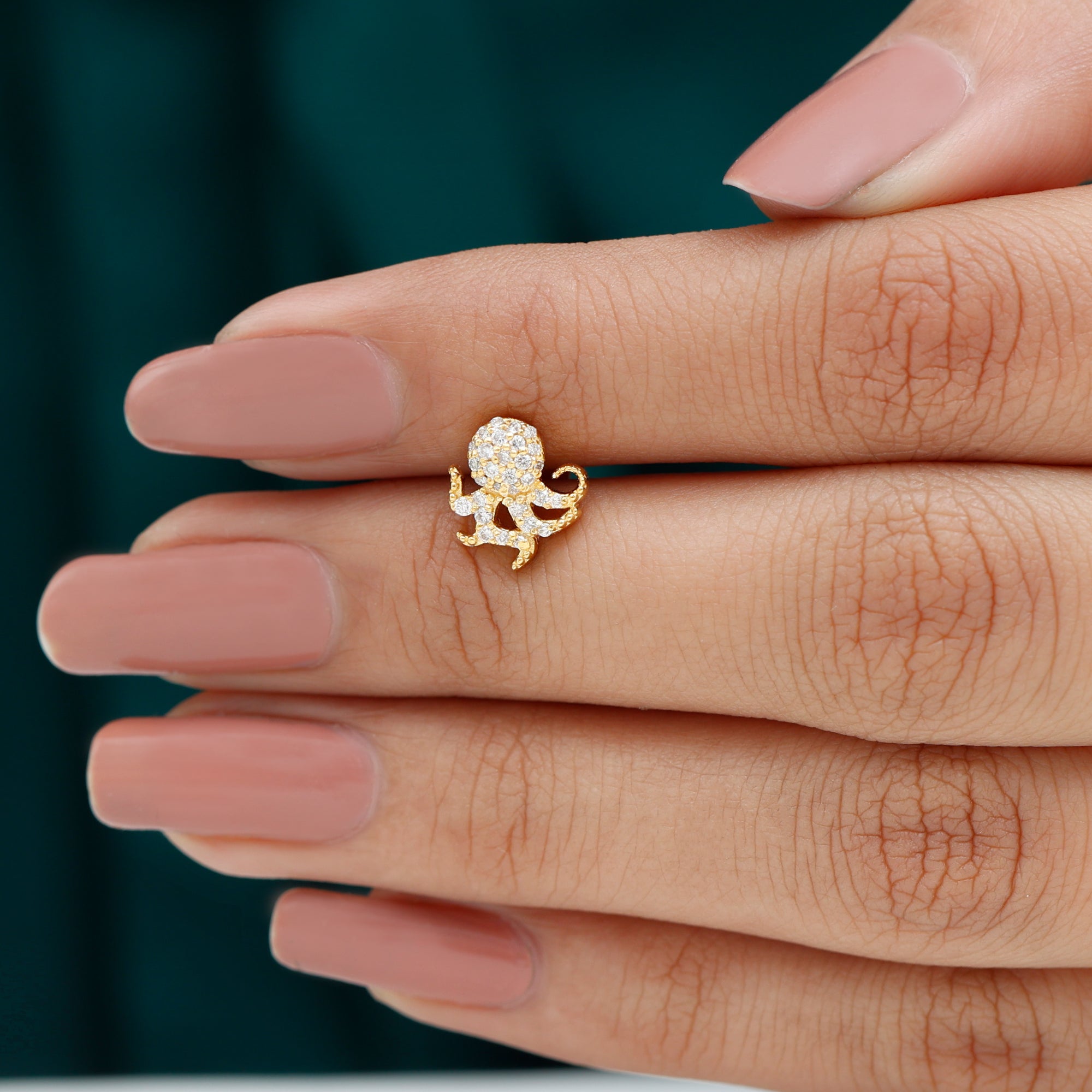 Diamond Octopus Earring with Flat Back
