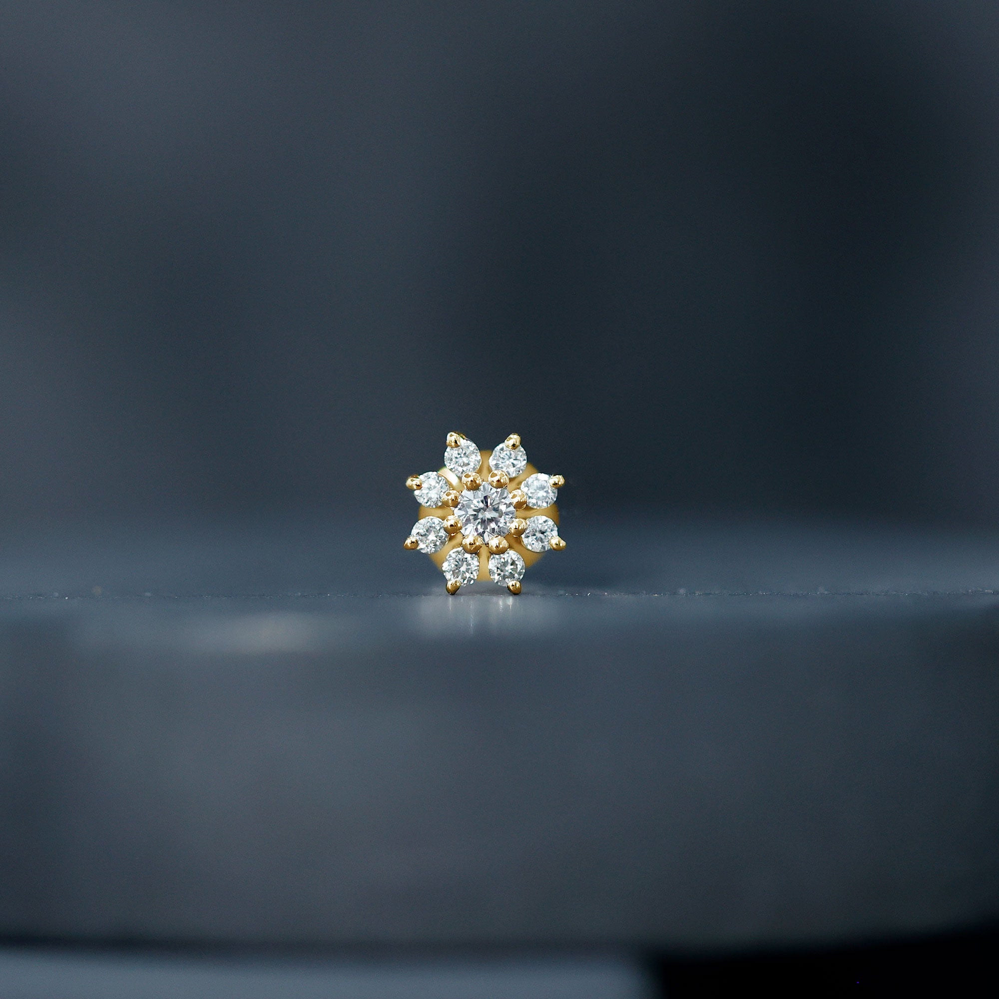 Sparkling Diamond Flower Cartilage Earring with Flat Back