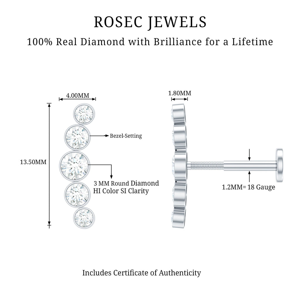 Graduated Style Diamond Crawler Earring for Helix Piercing