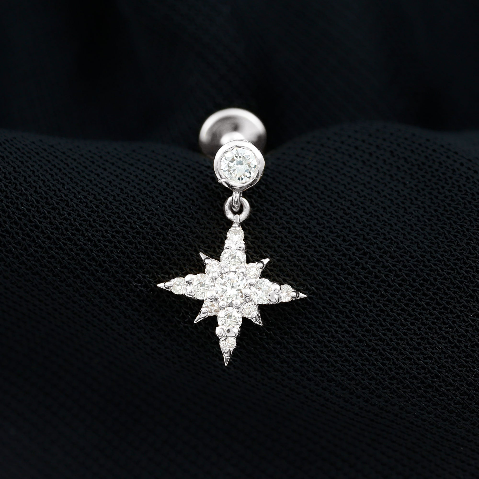 Certified Diamond Starburst Drop Earring for Helix Piercing
