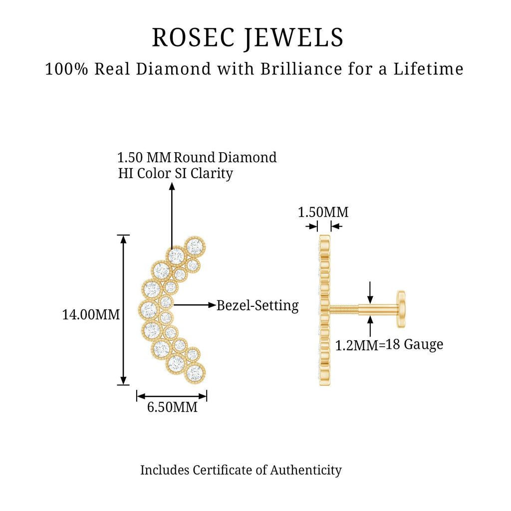 Diamond Curved Crawler Earring in Bezel Set
