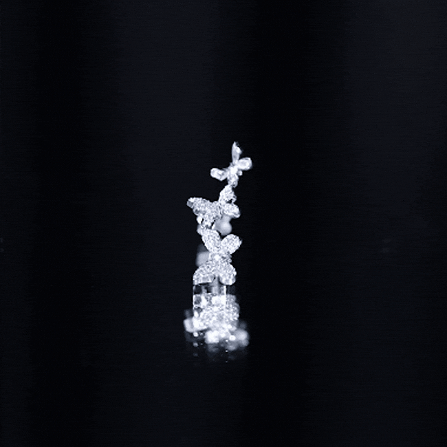 Diamond Butterfly Crawler Earring for Helix Piercing