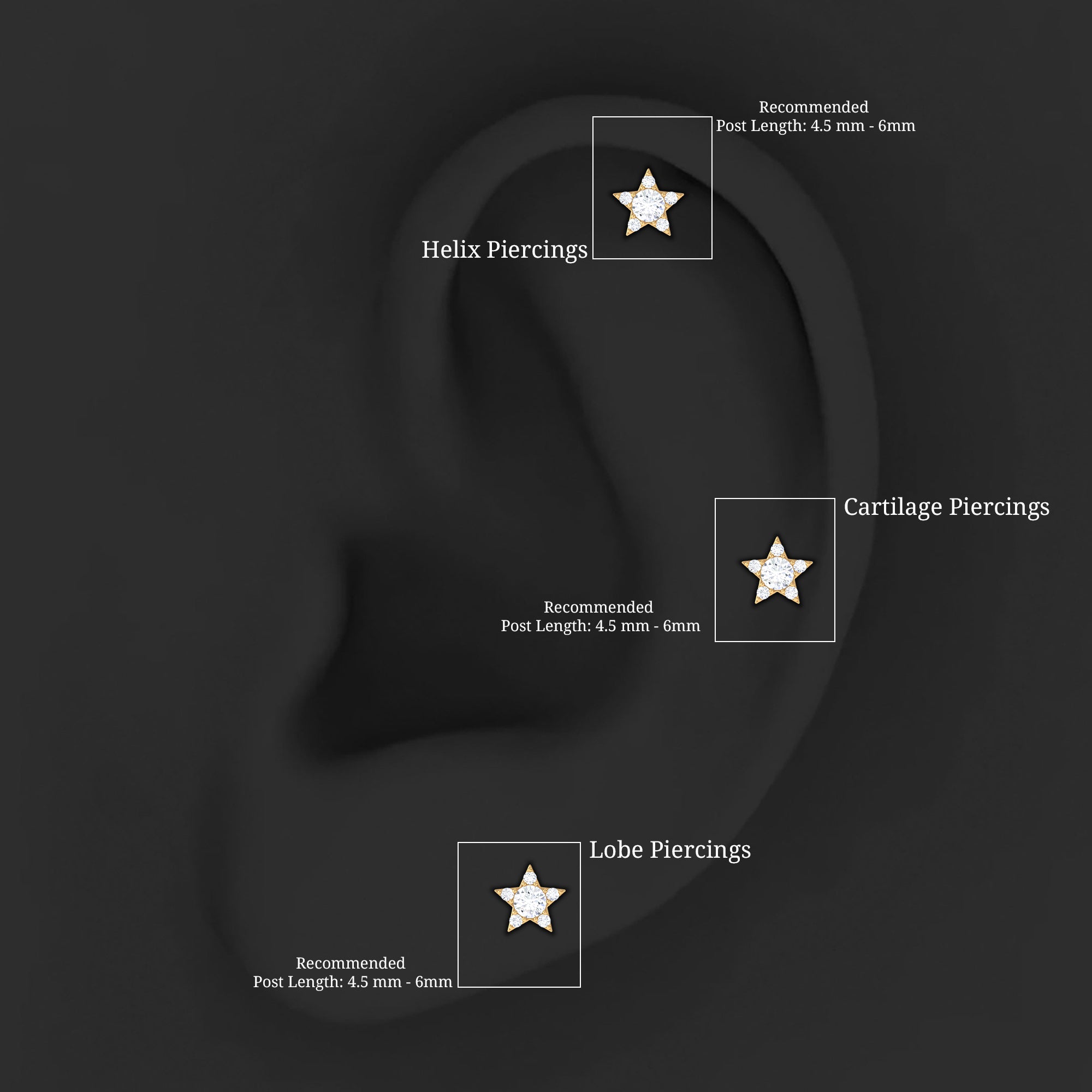 Minimal Diamond Star Celestial Earring for Helix Piercing