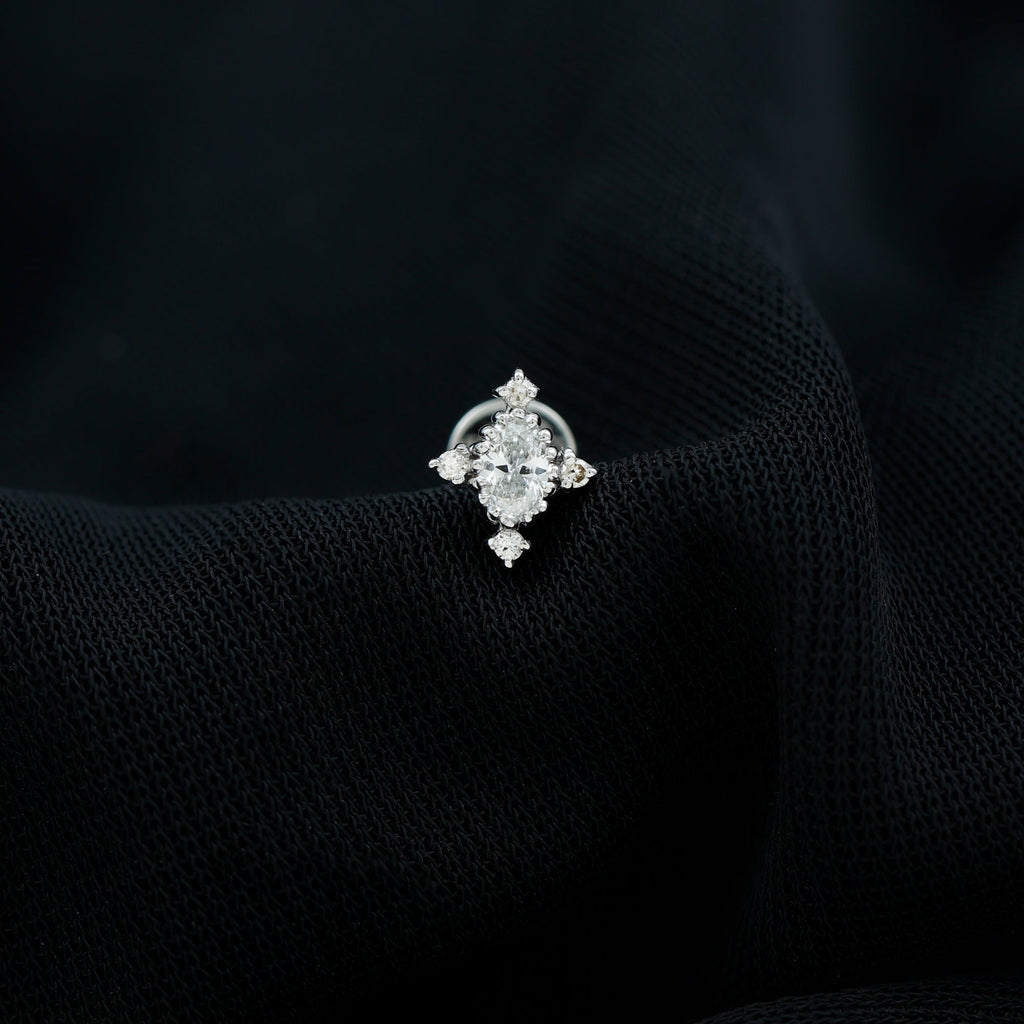 Vintage Inspired Oval Diamond Cartilage Earring