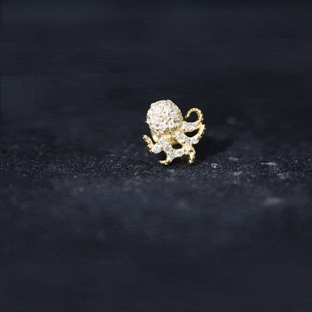 Diamond Octopus Earring with Flat Back