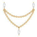 Marquise Diamond Double Piercing Earring with Dangling Chain