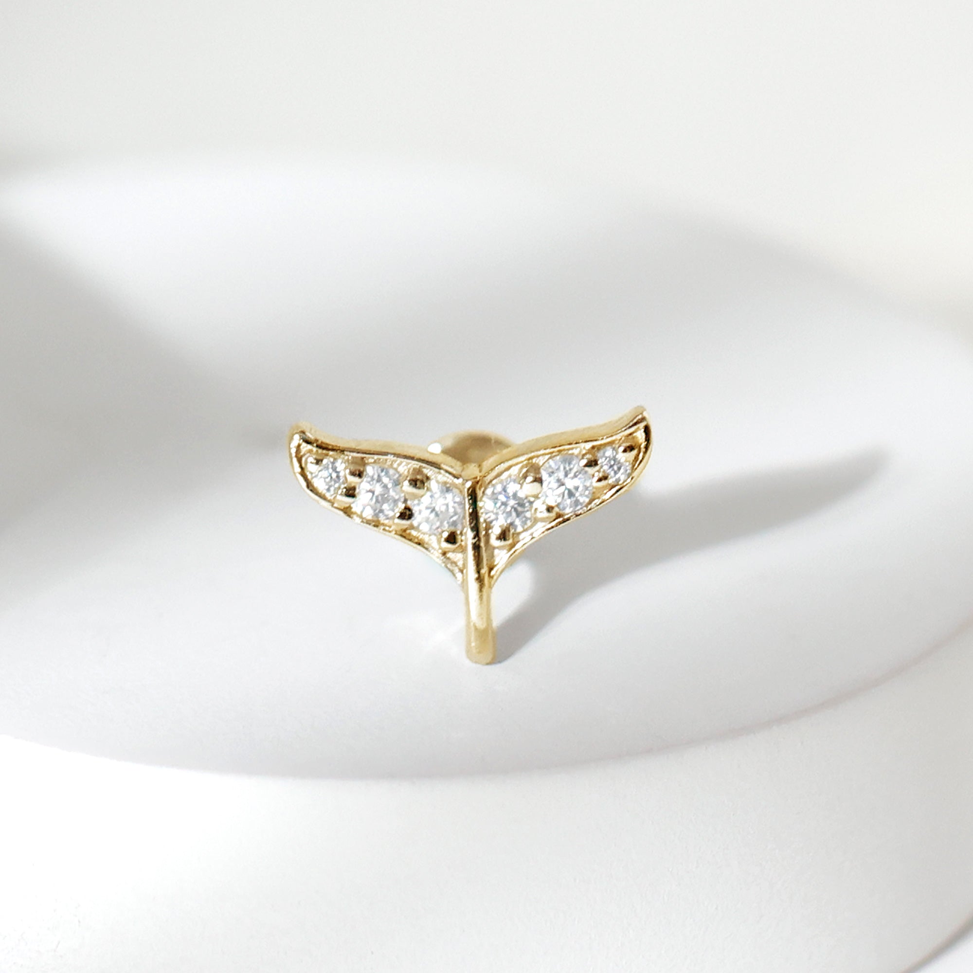 Certified Diamond Whale Tail Earring for Helix Piercing