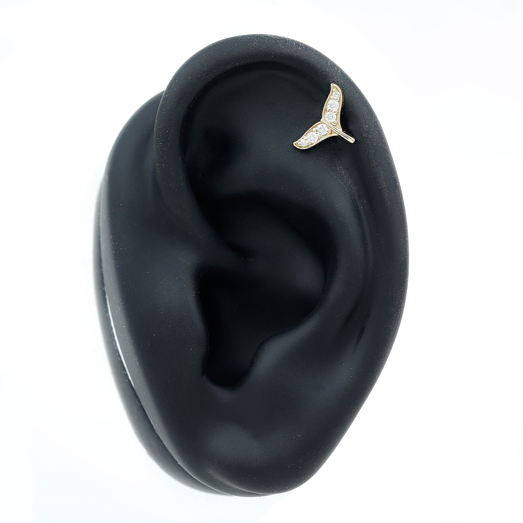 Certified Diamond Whale Tail Earring for Helix Piercing