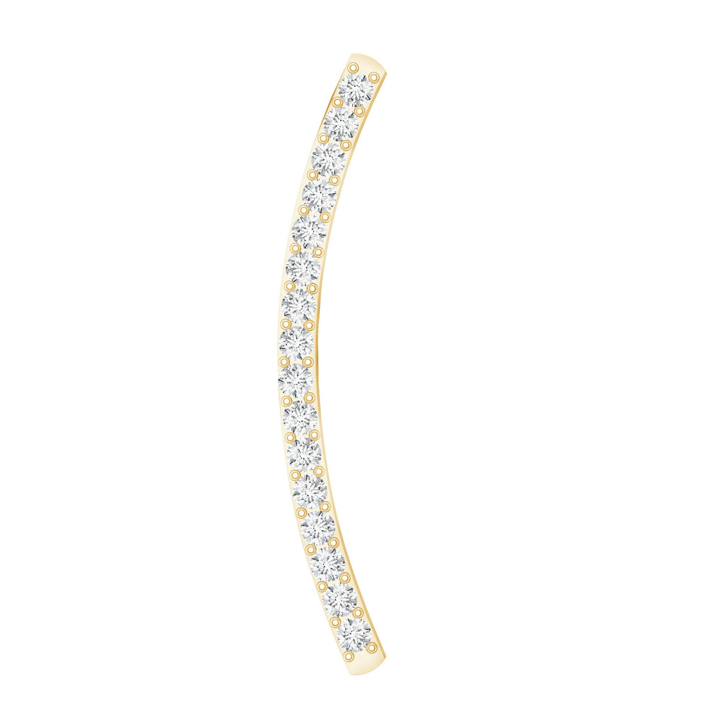 Pave Set Diamond Curved Bar Earring for Cartilage Piercing