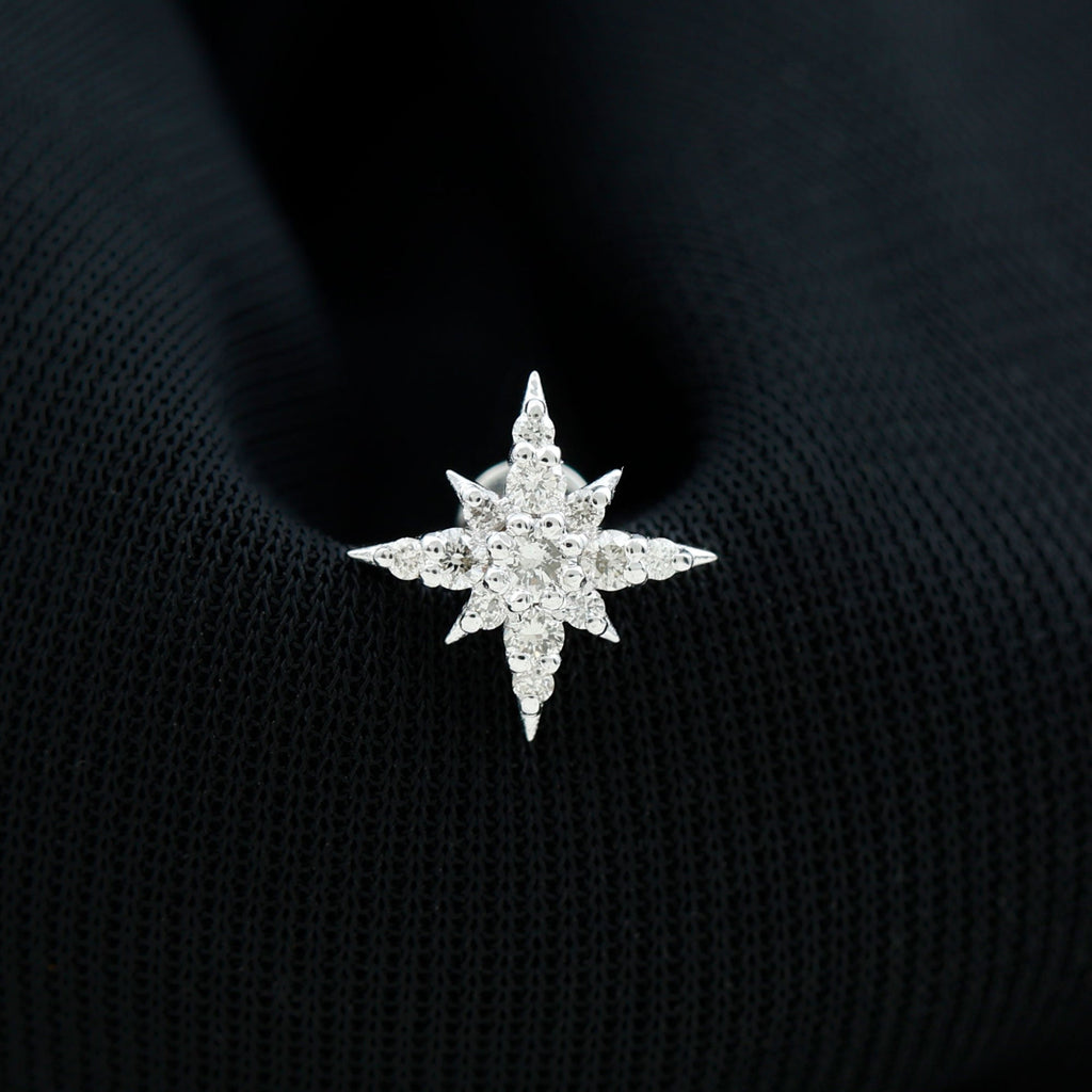 Sparkling Diamond Starburst Earring for Cartilage Piercing