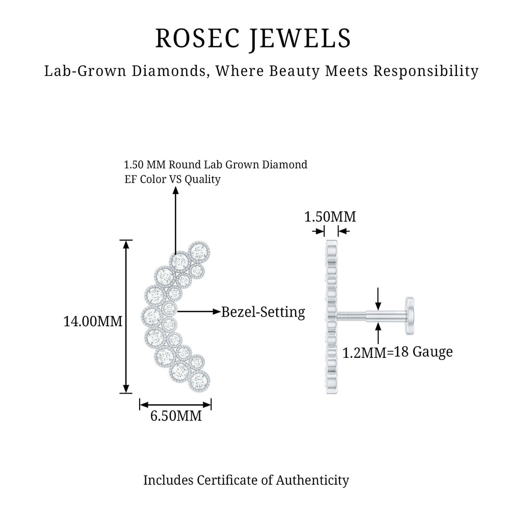 Diamond Curved Crawler Earring in Bezel Set