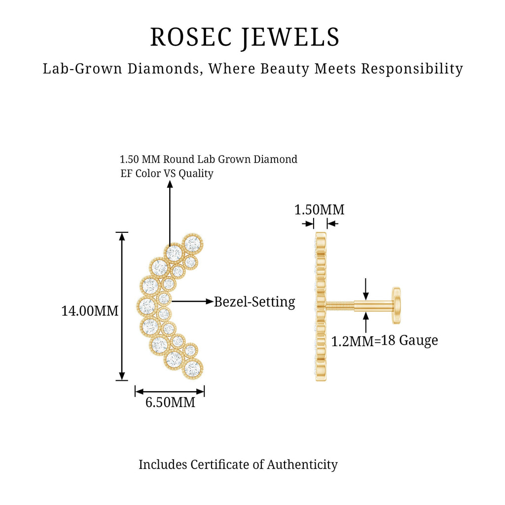 Diamond Curved Crawler Earring in Bezel Set