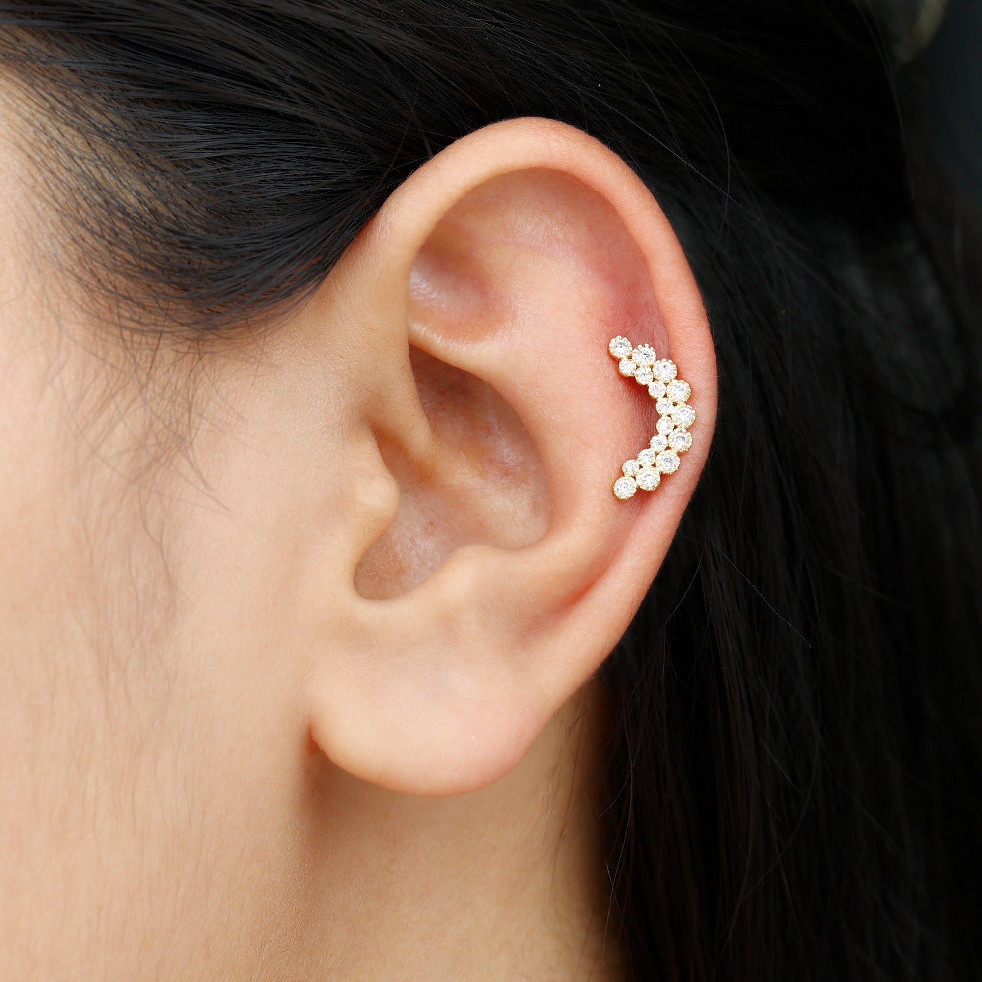 Diamond Curved Crawler Earring in Bezel Set