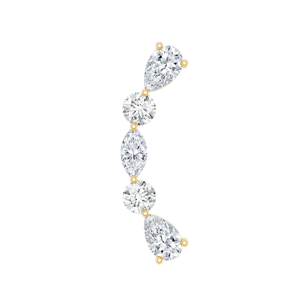 Simple Diamond Curved Crawler Earring for Helix Piercing