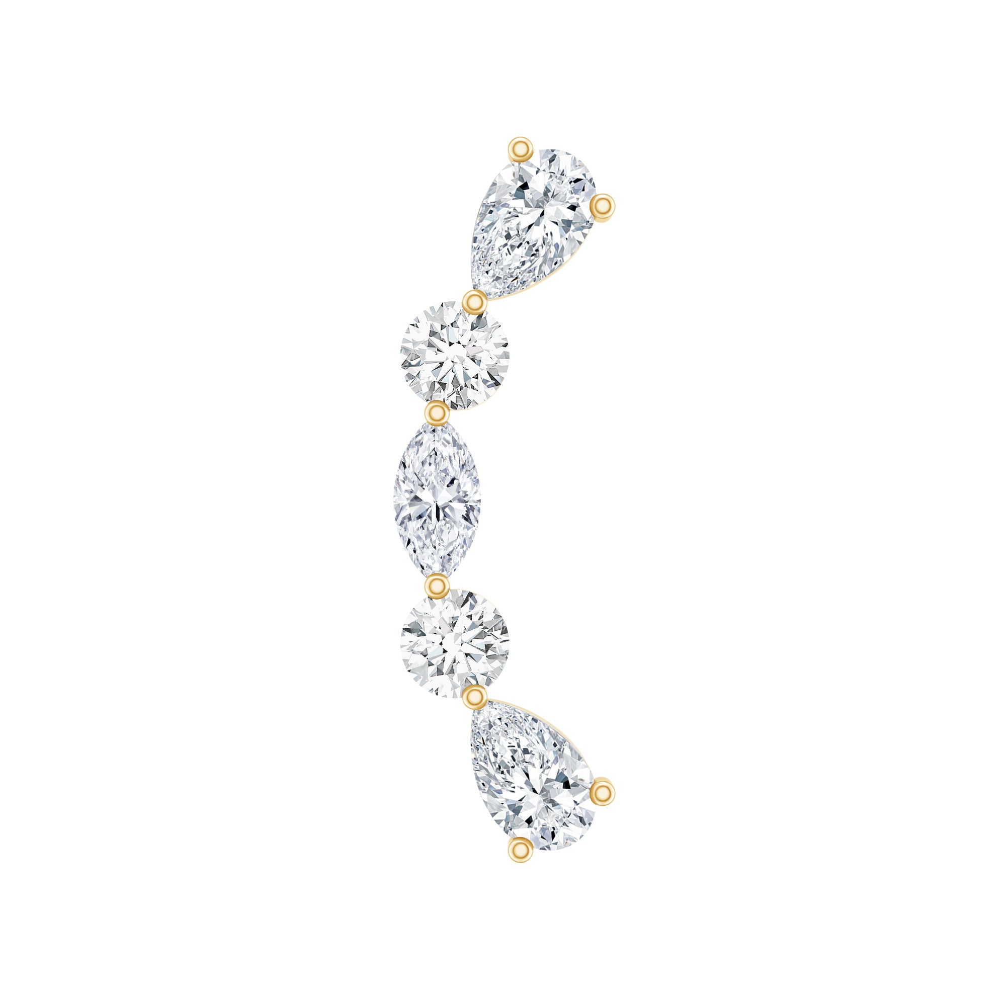Simple Diamond Curved Crawler Earring for Helix Piercing
