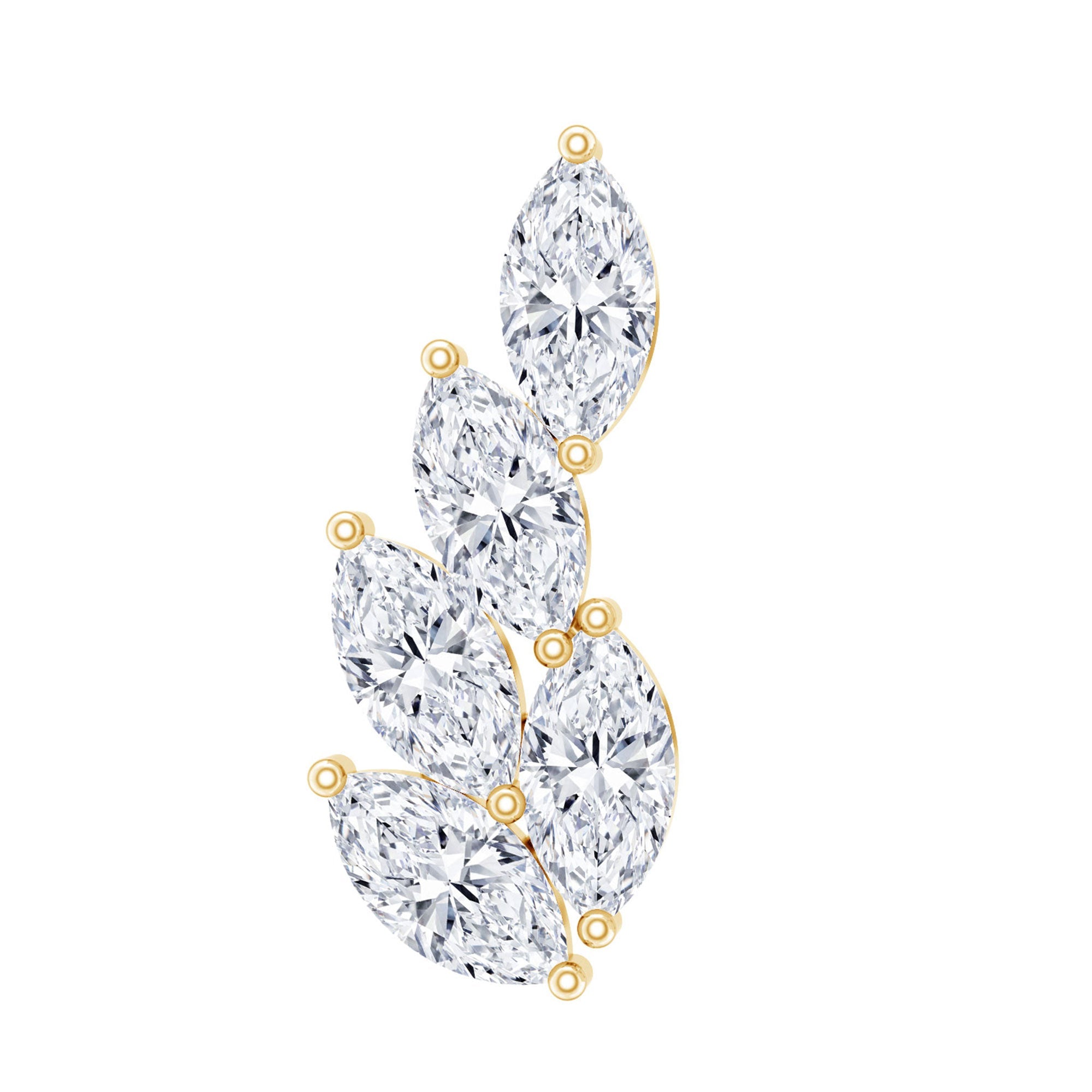 Marquise Diamond Leaf Cluster Earring for Helix Piercing