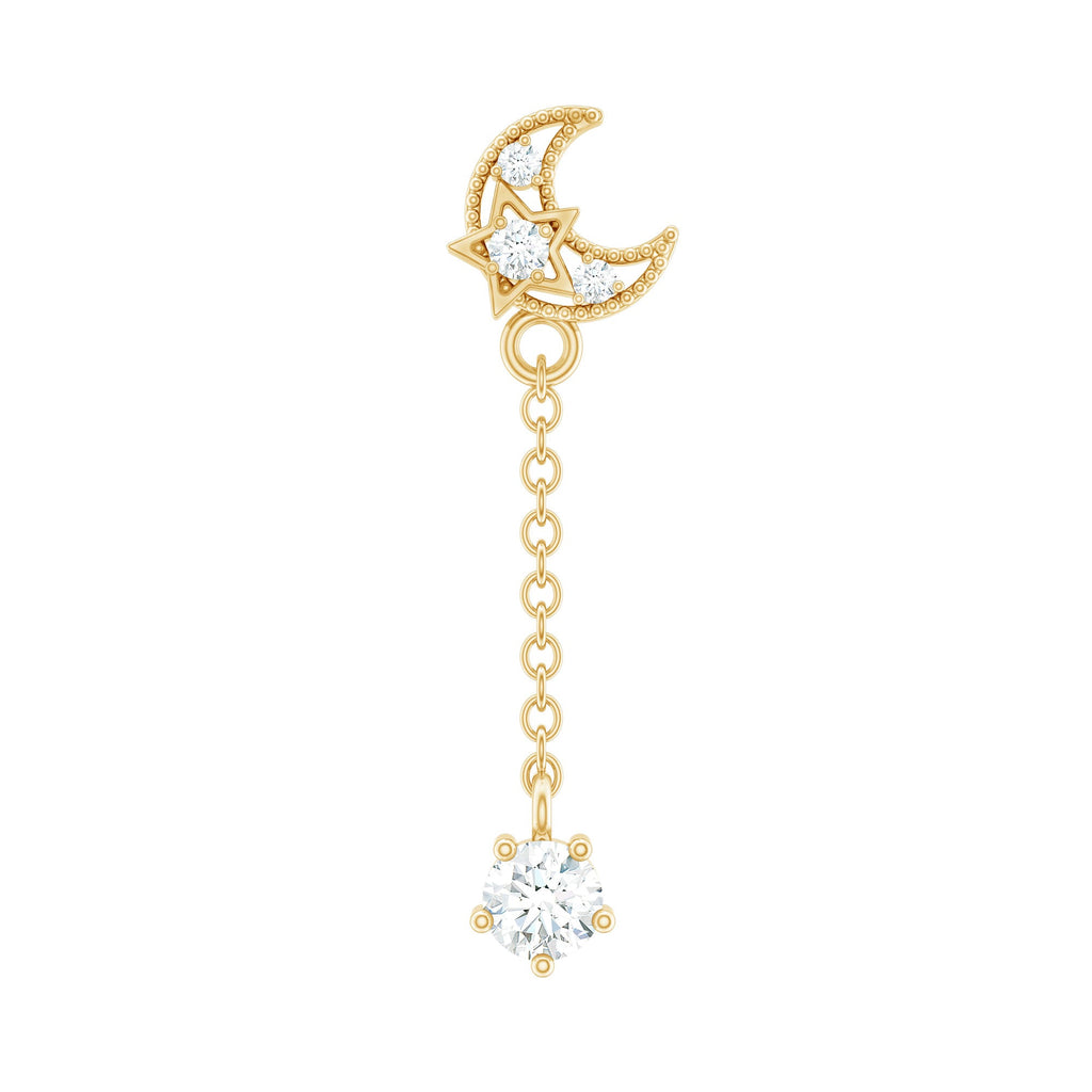 Diamond Moon Chain Earring for Helix Piercing