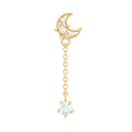 Diamond Moon Chain Earring for Helix Piercing