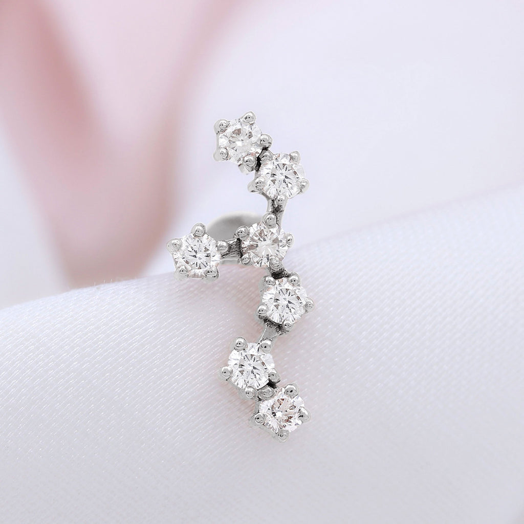 Diamond Leo Constellation Crawler Earring for Helix Piercing