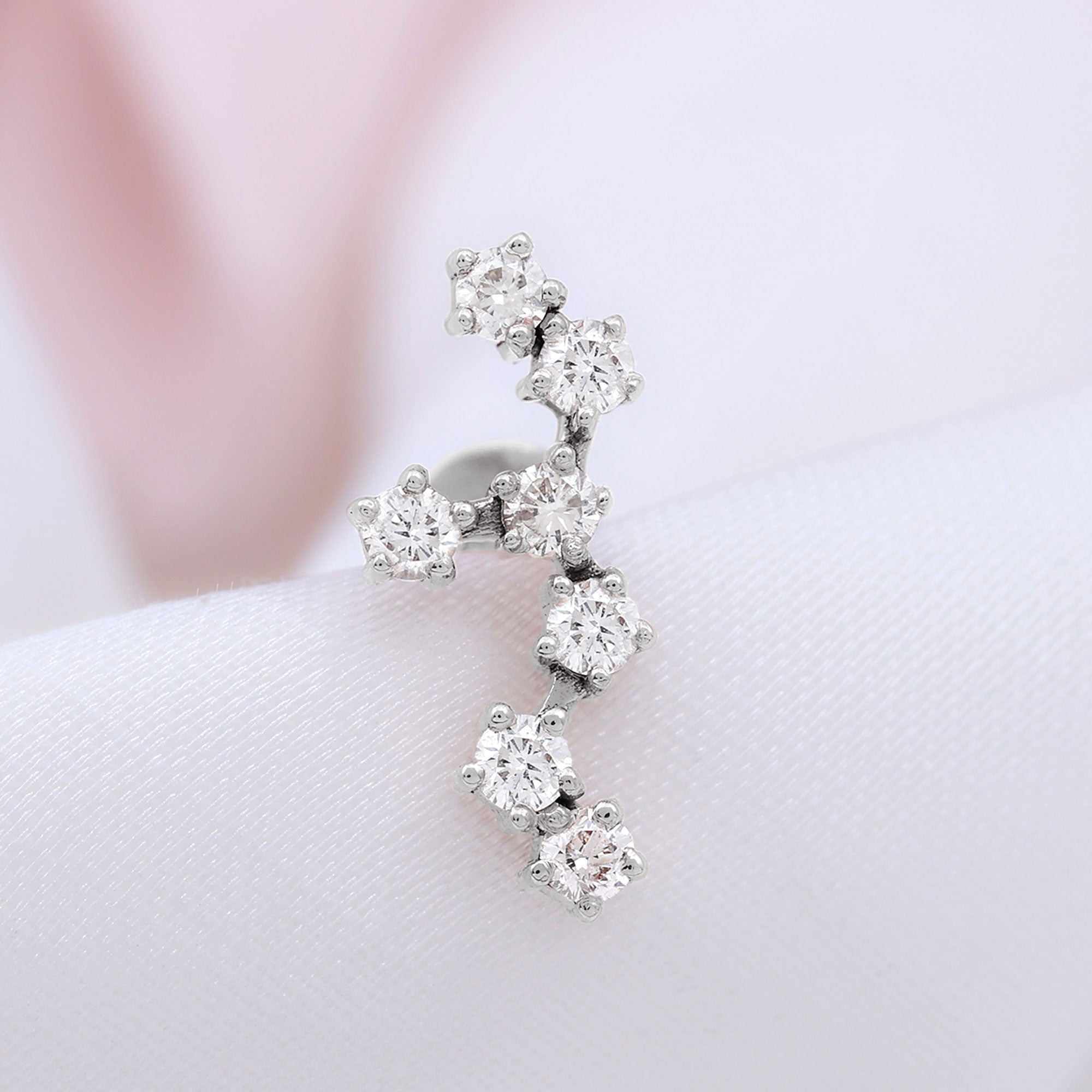 Diamond Leo Constellation Crawler Earring for Helix Piercing