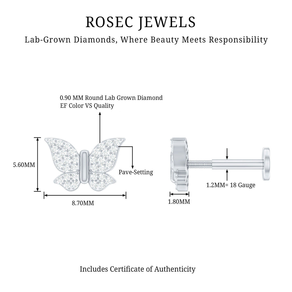 Certified Diamond Butterfly Cartilage Earring